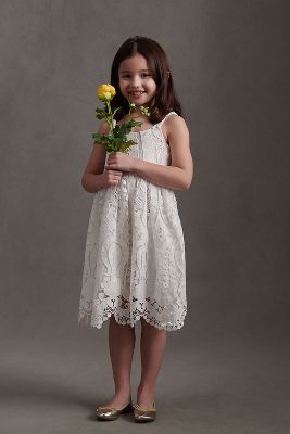 Delfi Collective Lexie Lace Cutout Smocked Back Flower Girl Dress