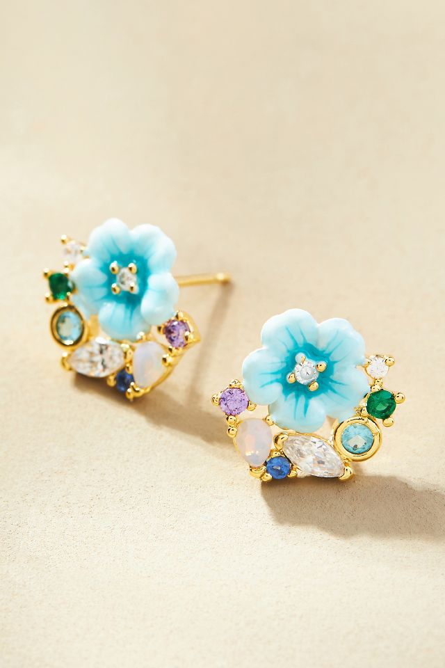 Embellished Flower Earrings | Anthropologie