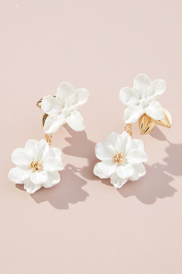 Etheral Whites Blooming Floral Earrings | Anthropologie