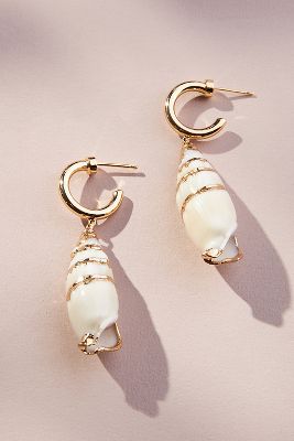 Seashell Drop Hoop Earrings | Anthropologie