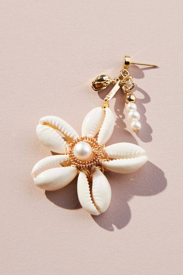 Puka Shell Flower Earrings #2