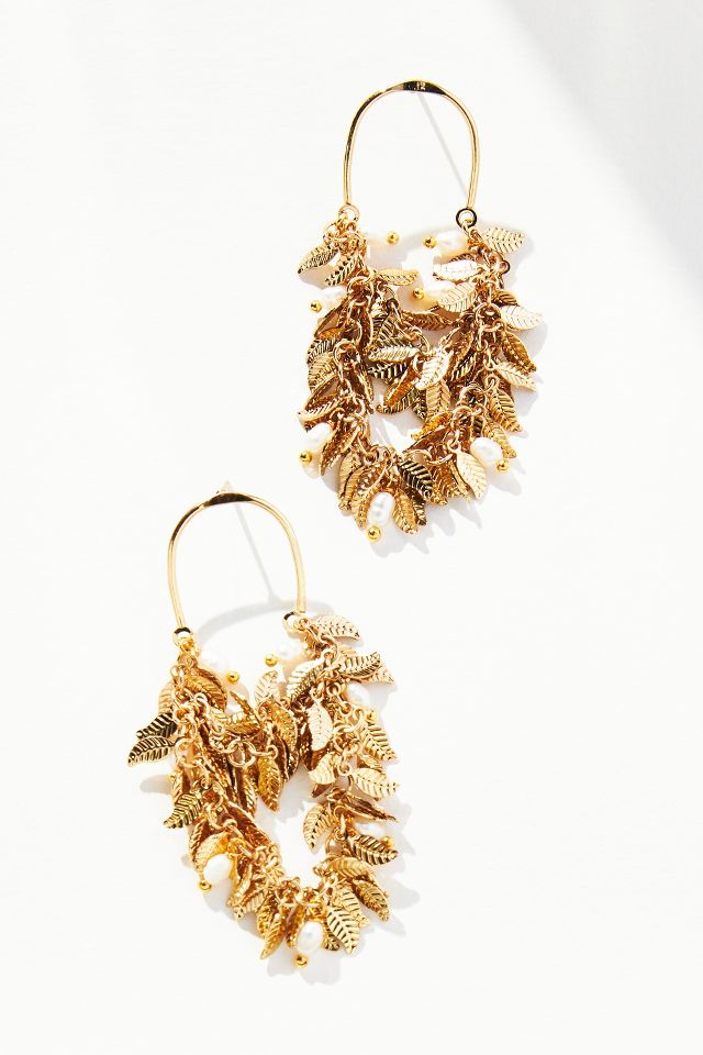 Embellished Leafy Drop Earrings | Anthropologie