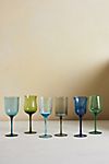 Assorted Glass Goblets, Set of 6 Blue + Green