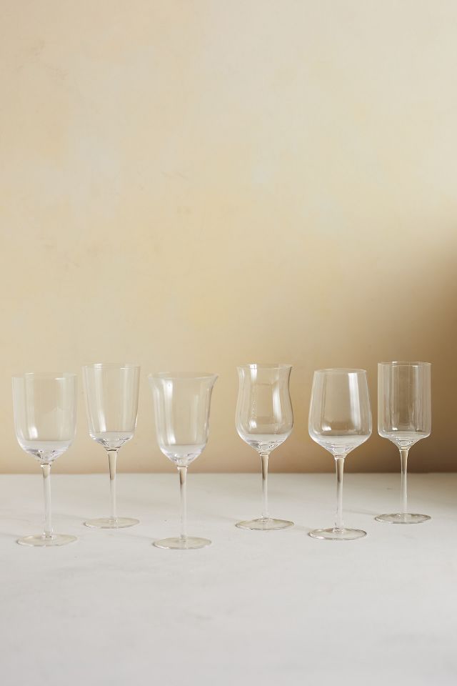 Assorted Glass Goblets, Set of 6 Clear