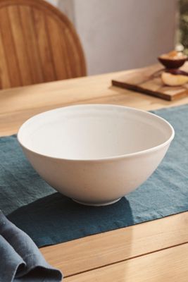 White Stoneware Serving Bowl