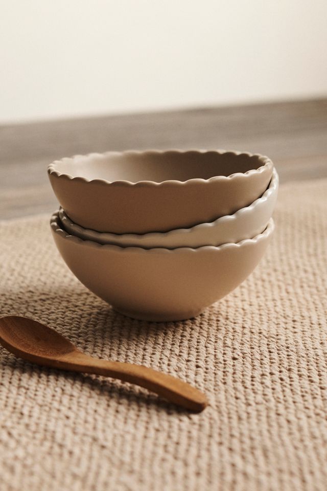 Terra-cotta Bowl-Scalloped Edge & Dots, Decor Bowls