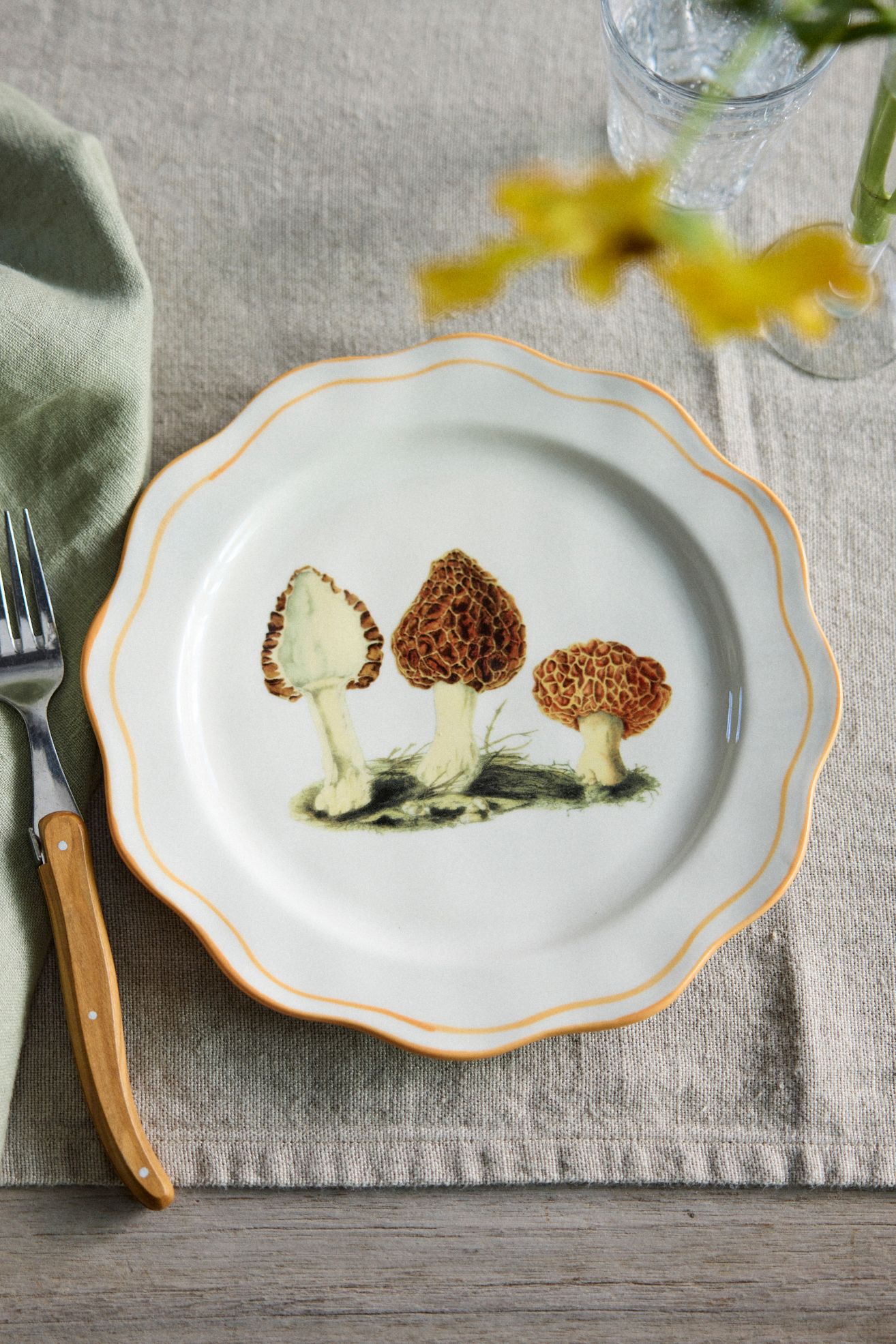 Mushroom Ceramic Plate - Yellow, One Size