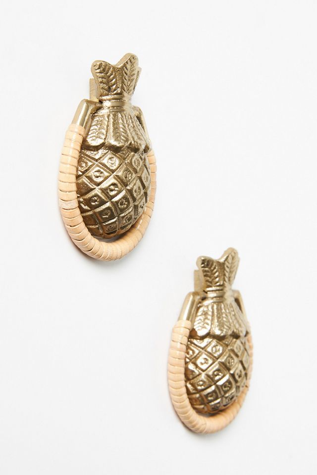 Pineapple Rattan Knobs, Set of 2 #1