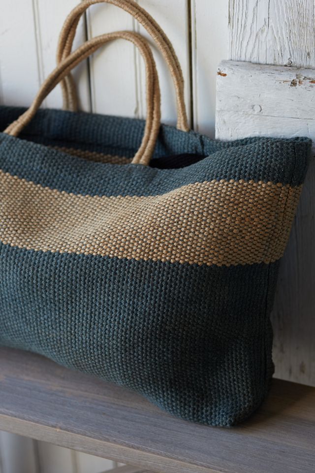 Color Block Jute Market Tote #1