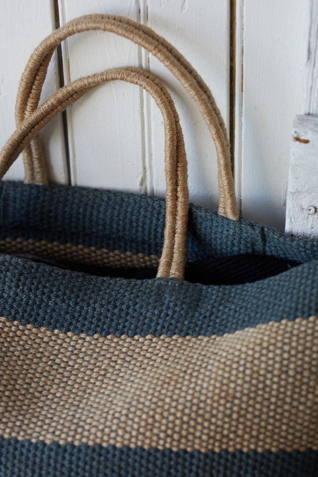 Color Block Jute Market Tote #2