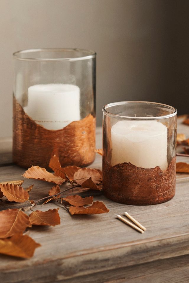 Coppery Dipped Glass Candle Holders, Set of 2 #1