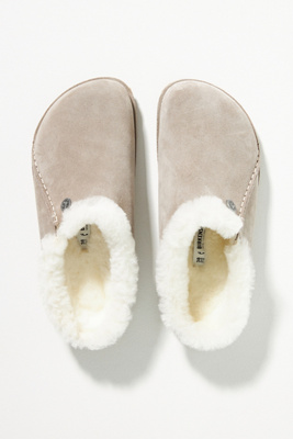Birkenstock Zermatt Shearling-lined Suede Slippers In Grey