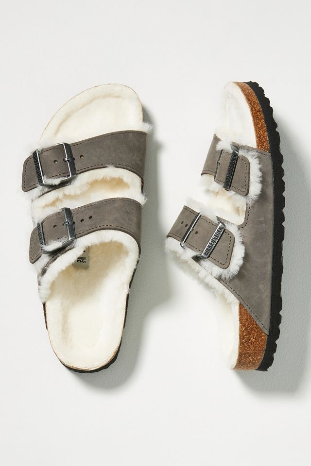 Birkenstock Arizona Shearling Oiled Leather Sandals