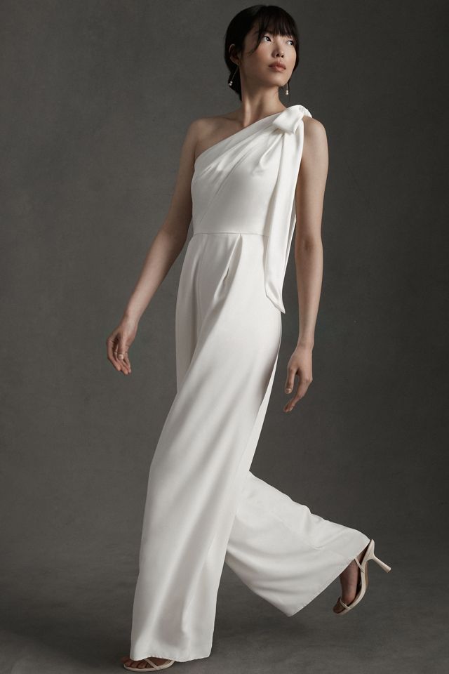 Amsale Lottie One-Shoulder Wide-Leg Jumpsuit #1