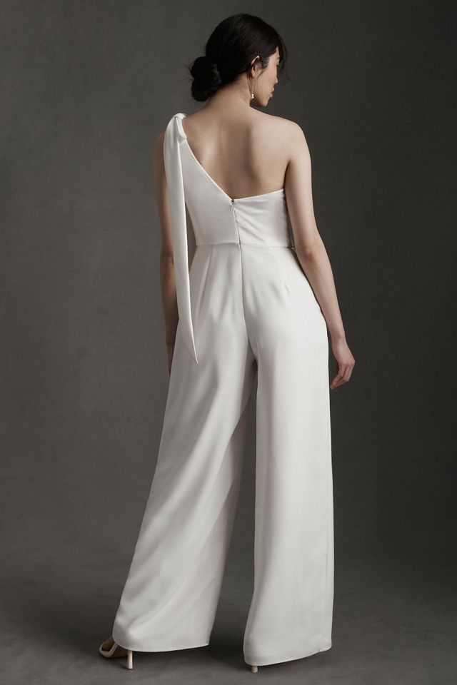 Amsale Lottie One-Shoulder Wide-Leg Jumpsuit #2