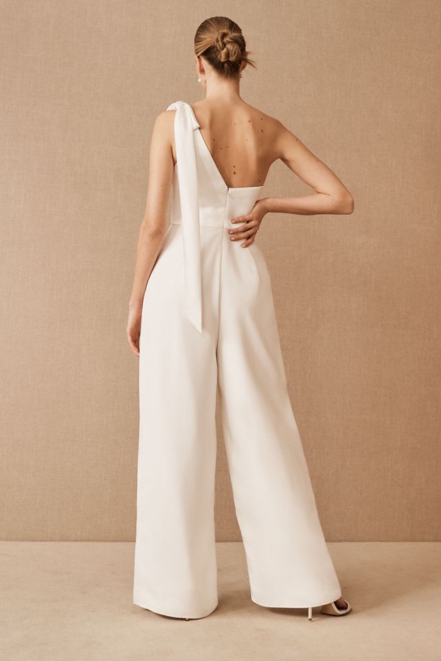 Amsale Lottie One-Shoulder Wide-Leg Jumpsuit #3