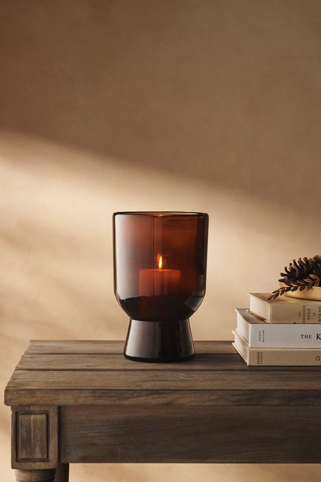 Amber Glass Footed Hurricane #2