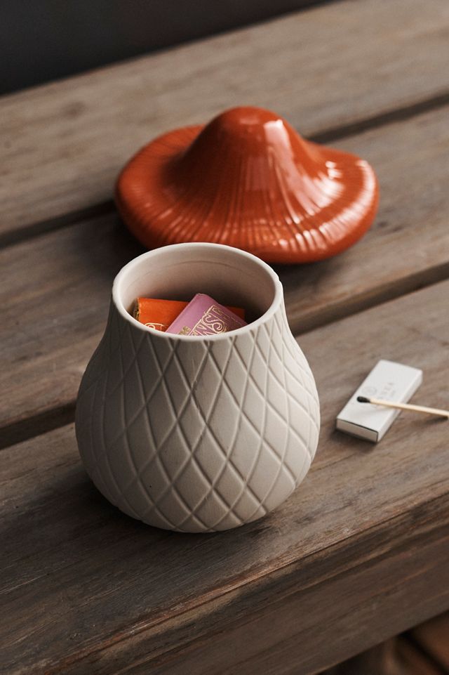 Mushroom Ceramic Jar, Red #1