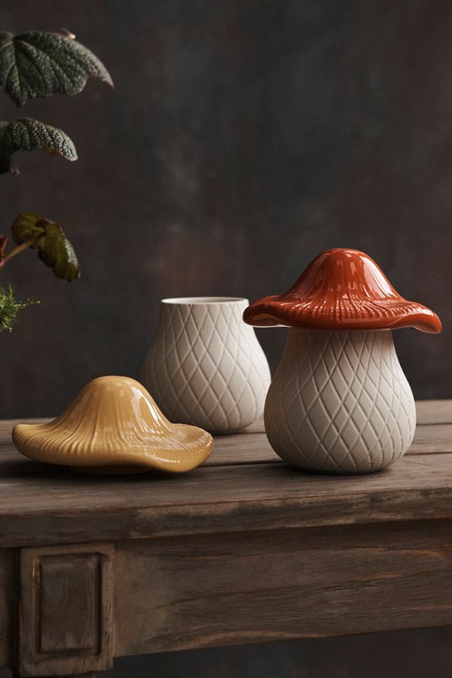 Mushroom Ceramic Jar, Red #2