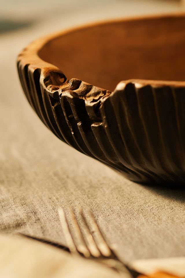 Carved Teak Serving Bowl #1