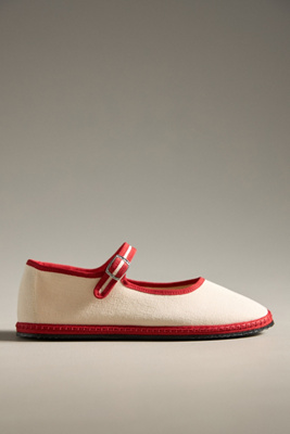 Vibi Venezia Cotton Mary Jane Flats In White