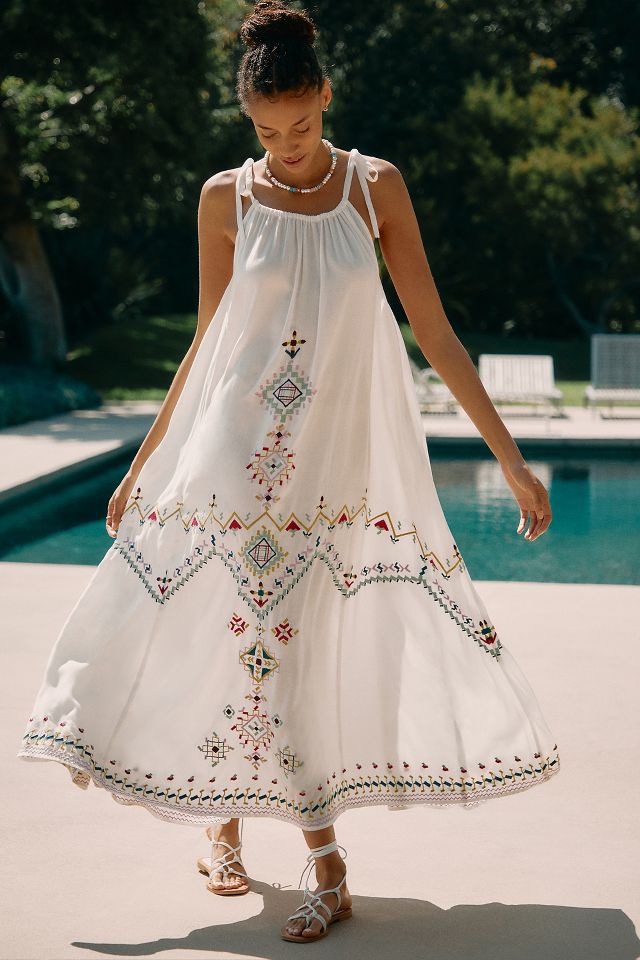 By Anthropologie Embroidered Maxi Dress