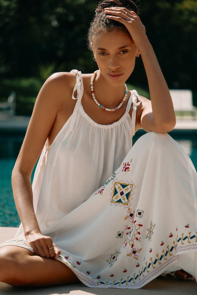 Embroidered white outlet maxi dress