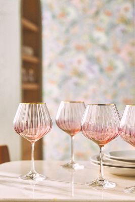 Anthropologie Waterfall Red Wine Glasses, Set Of 4 By  In Pink Size S/4 Red Wine