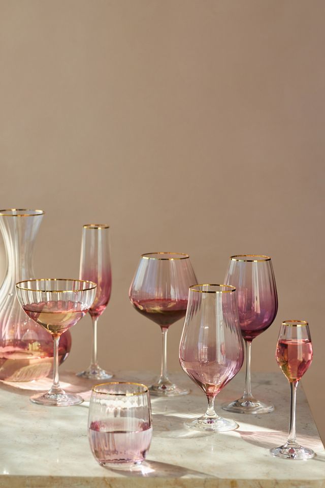 Waterfall 24k Gold Accent Red Wine Glasses, Set of 4 #2