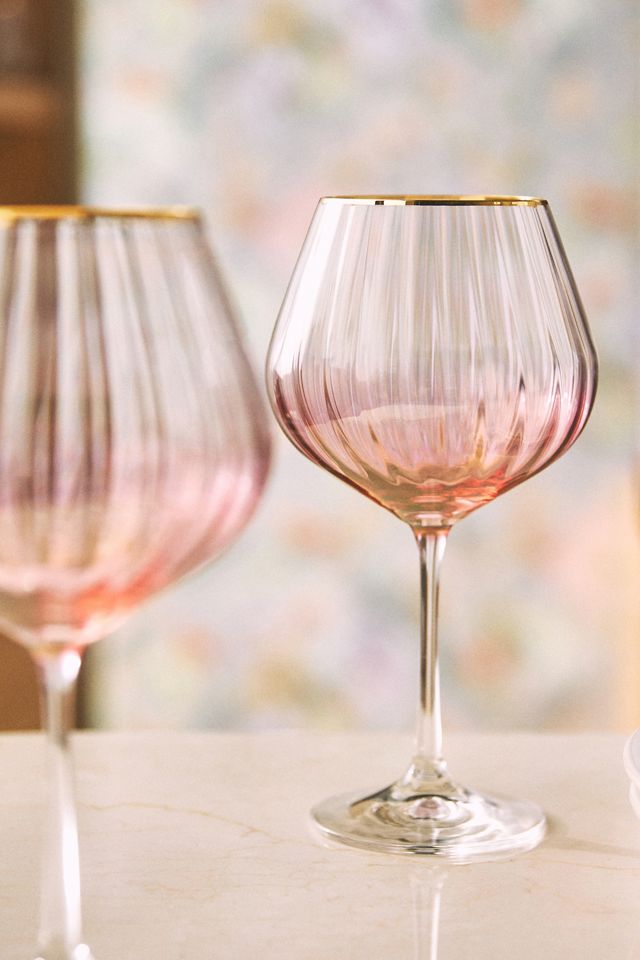 Waterfall 24k Gold Accent Red Wine Glasses, Set of 4 #3
