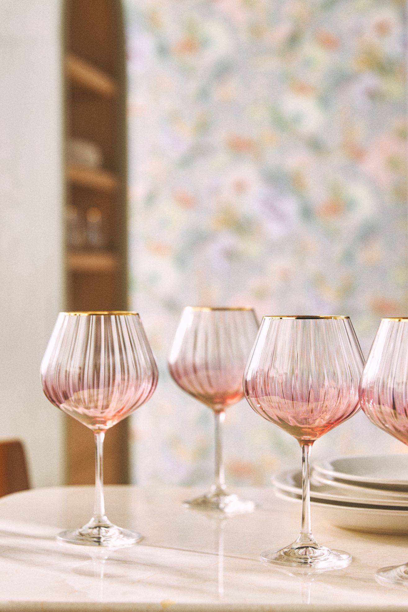 Waterfall Red Wine Glasses, Set of 4 - Pink, Standard, Set Of 4