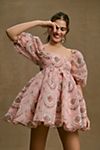 Selkie Rapunzel Puff Short-Sleeve Bubble Floral Mini Dress