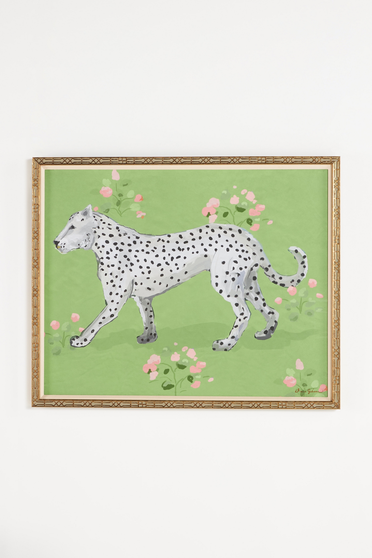 Leopard Cat Floral Wall Art