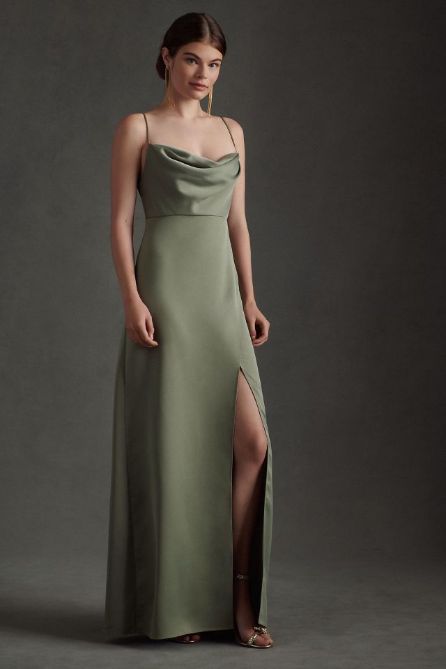 Anthropologie green silk clearance dress