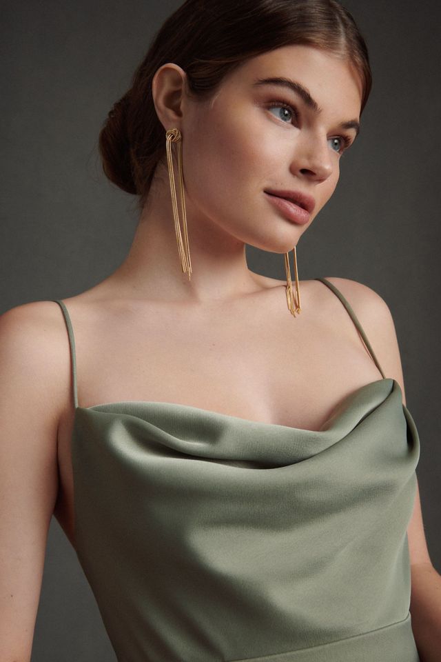 BHLDN Remy Cowl-Neck Faux-Wrap Satin Gown #1