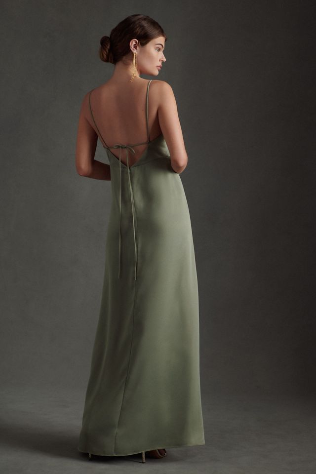 BHLDN Remy Cowl-Neck Faux-Wrap Satin Gown #2