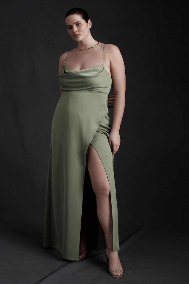 BHLDN Remy Cowl-Neck Faux-Wrap Satin Gown #3