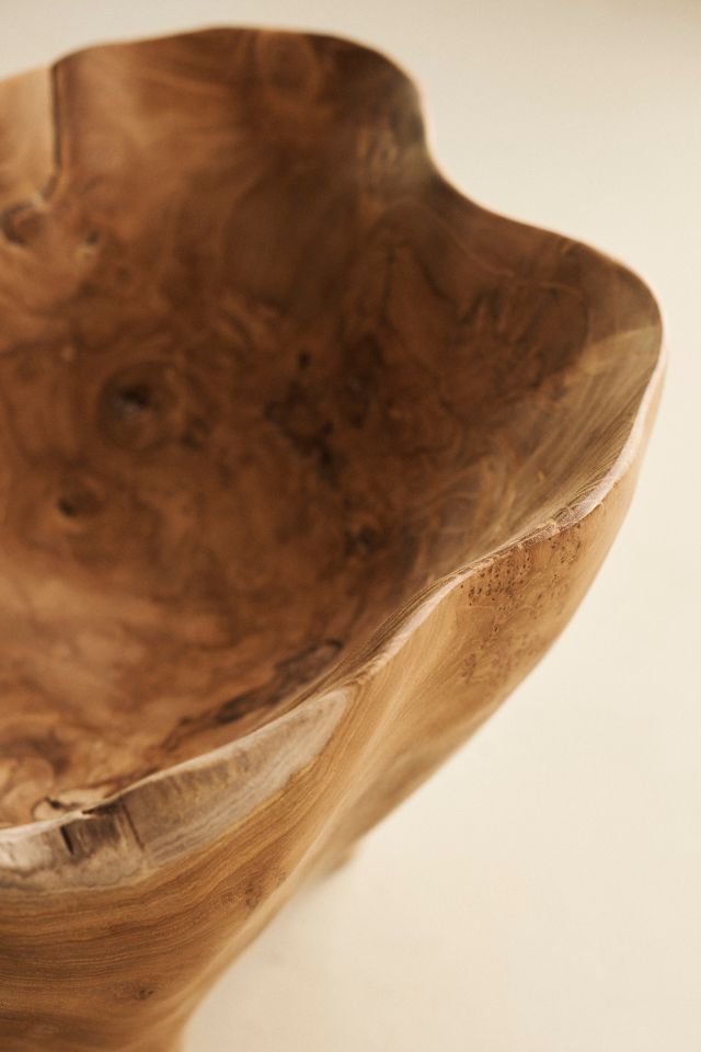 Fluted Mouth Footed Teak Bowl, Small #1