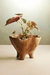 Fluted Mouth Footed Teak Bowl, Small