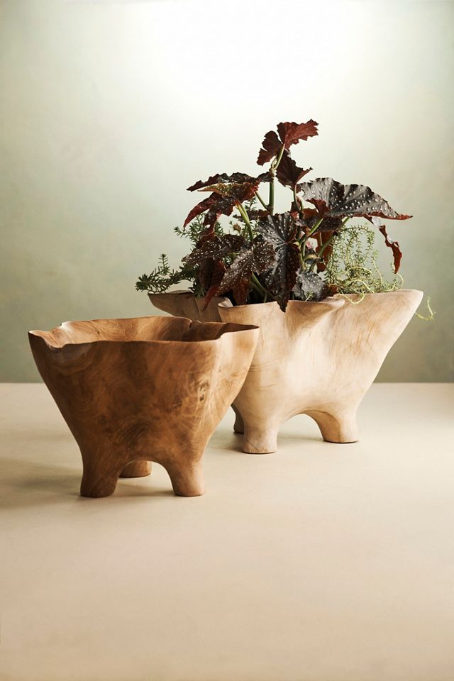Fluted Mouth Footed Teak Bowl, Small #3