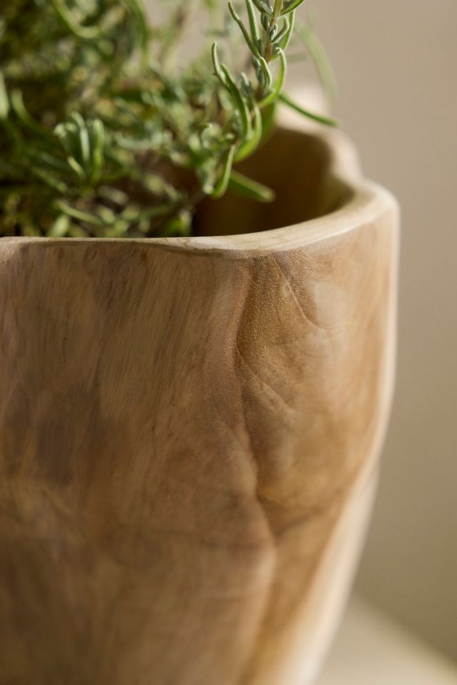 Fluted Mouth Footed Teak Bowl, Small #1