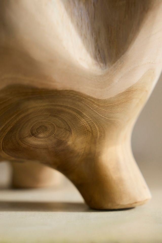 Fluted Mouth Footed Teak Bowl, Small #2
