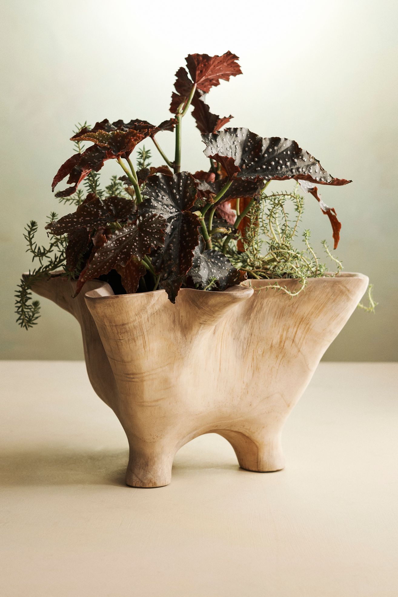 Fluted Mouth Footed Teak Bowl, Large - Natural, 18"