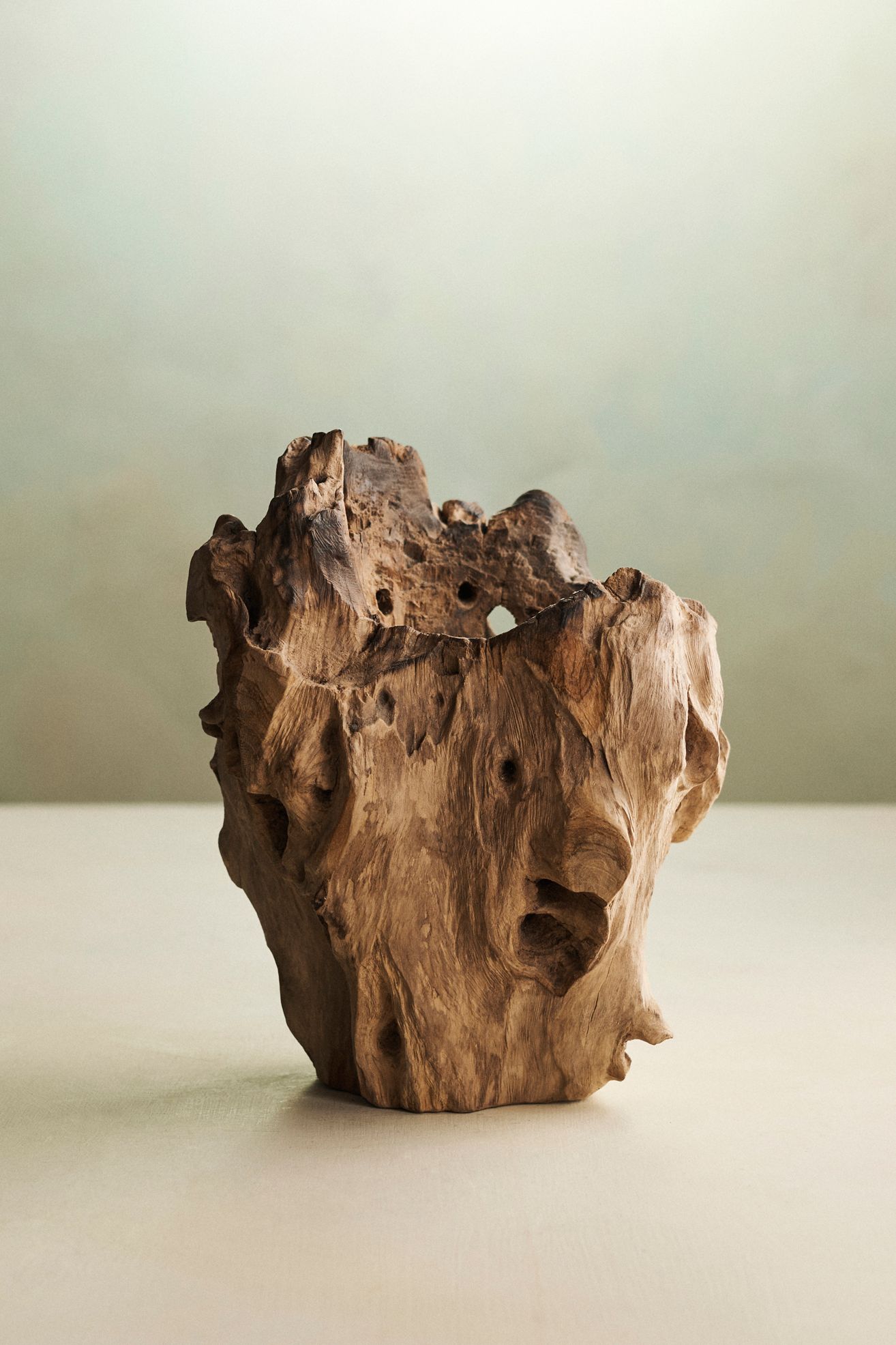Teak Root Form Planter, 6" - Natural, 6"