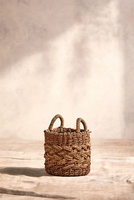 Woven Braided Handled Planter, 12"