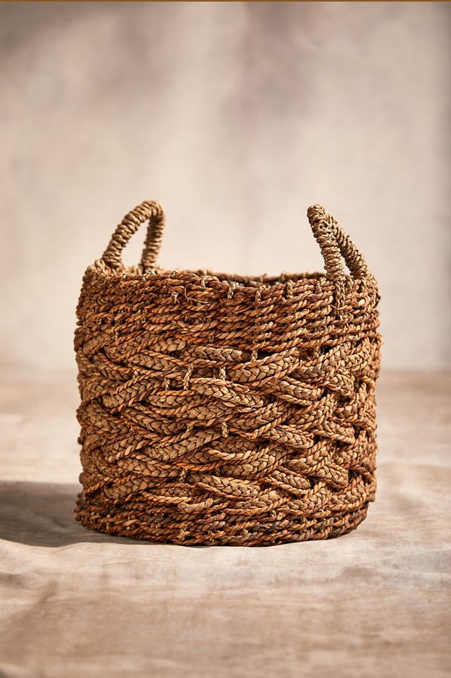 Woven Braided Handled Planter, 16" #2