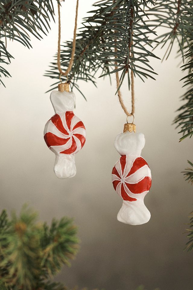 Glass Candy Ornament Set of 2