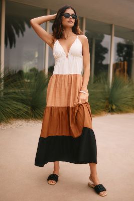 The Raya Colorblock Maxi Dress | Anthropologie