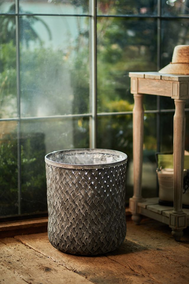 Herringbone Woven Bamboo Basket Planter, 15" #1