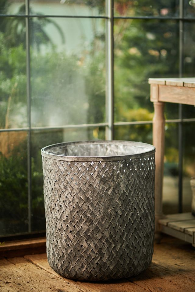 Herringbone Woven Bamboo Basket Planter, 20" #1